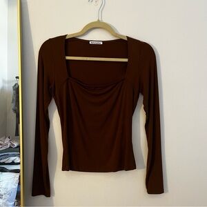Brown Long Sleeve Women's Top
